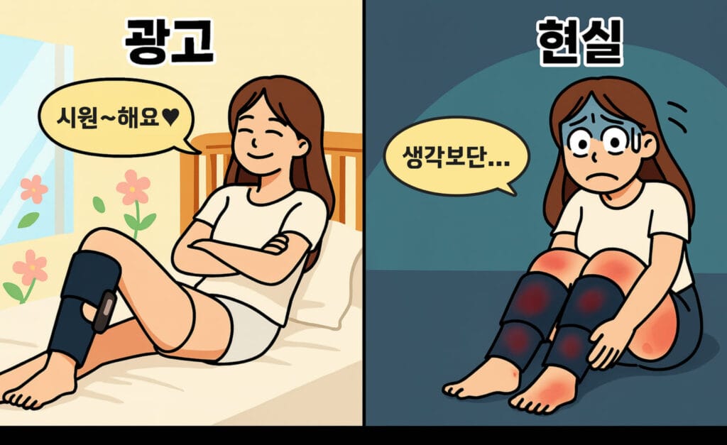 종아리 마사지기의 허와 실. 시원하고 좋다고 광고하지만 막상 실제로 써보면 붓기 등등 부작용도 만만치 않음