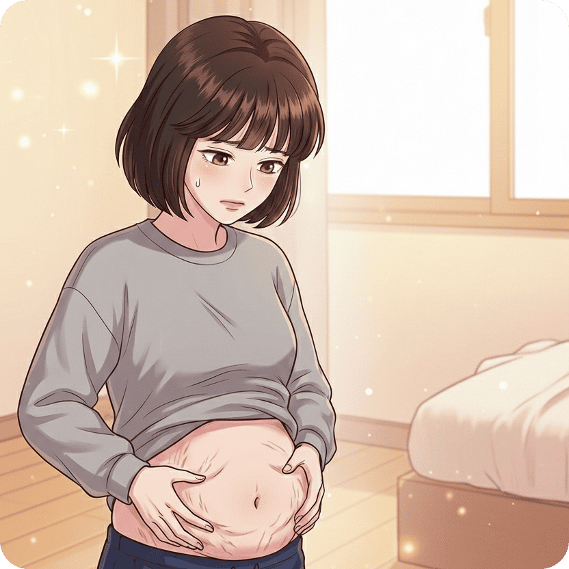 출산 후 배가 나와 보이는 이유는 살이 아니라, 아직 제자리를 찾지 못한 장과 그걸 받쳐주지 못하는 복부 때문이다.